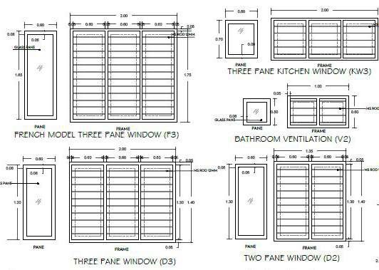 Window and ventilator joinery details drawing